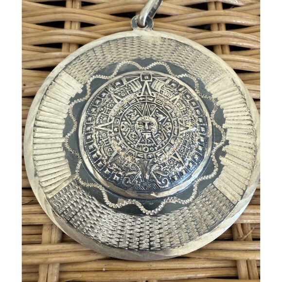 Vintage 60 925 silver Mexican Mayan Aztec Pendant Bernice Godspeed 70 grams - Picture 6 of 13